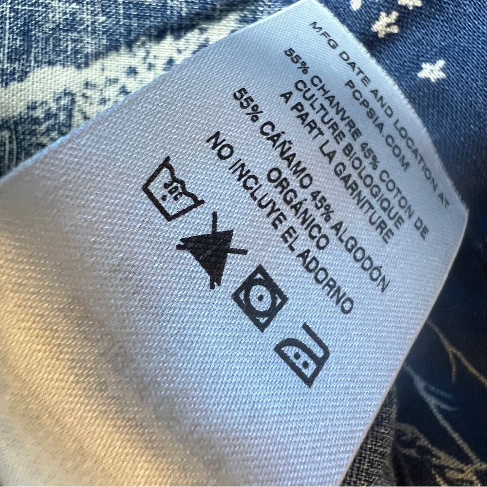 Patagonia Button Down Shirt Hemp Organic Cotton Men's Large Blue Navy Go Solar - Picture 12 of 13